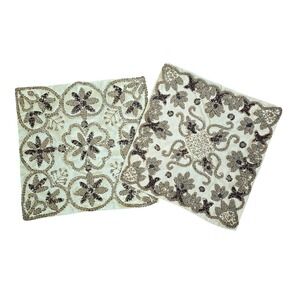 Vintage Gold Beaded Pillow Covers Set of 2 Sequined Throw Pillow Covers 16"